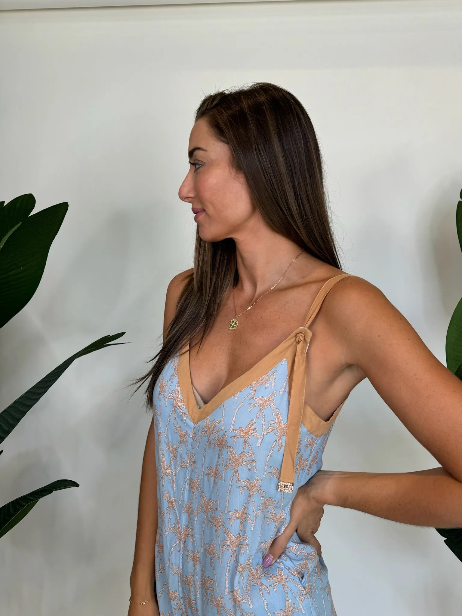 Khush Topazio Romper Palm Sky Blue