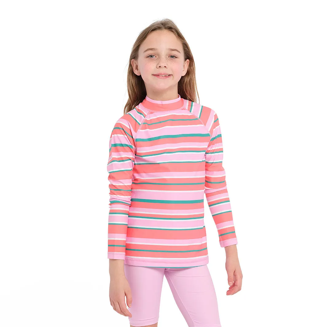 Kids Coral Stripe LS Rashie
