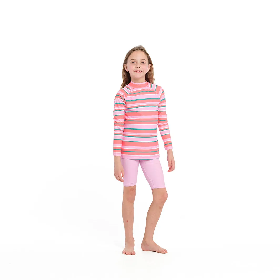 Kids Coral Stripe LS Rashie