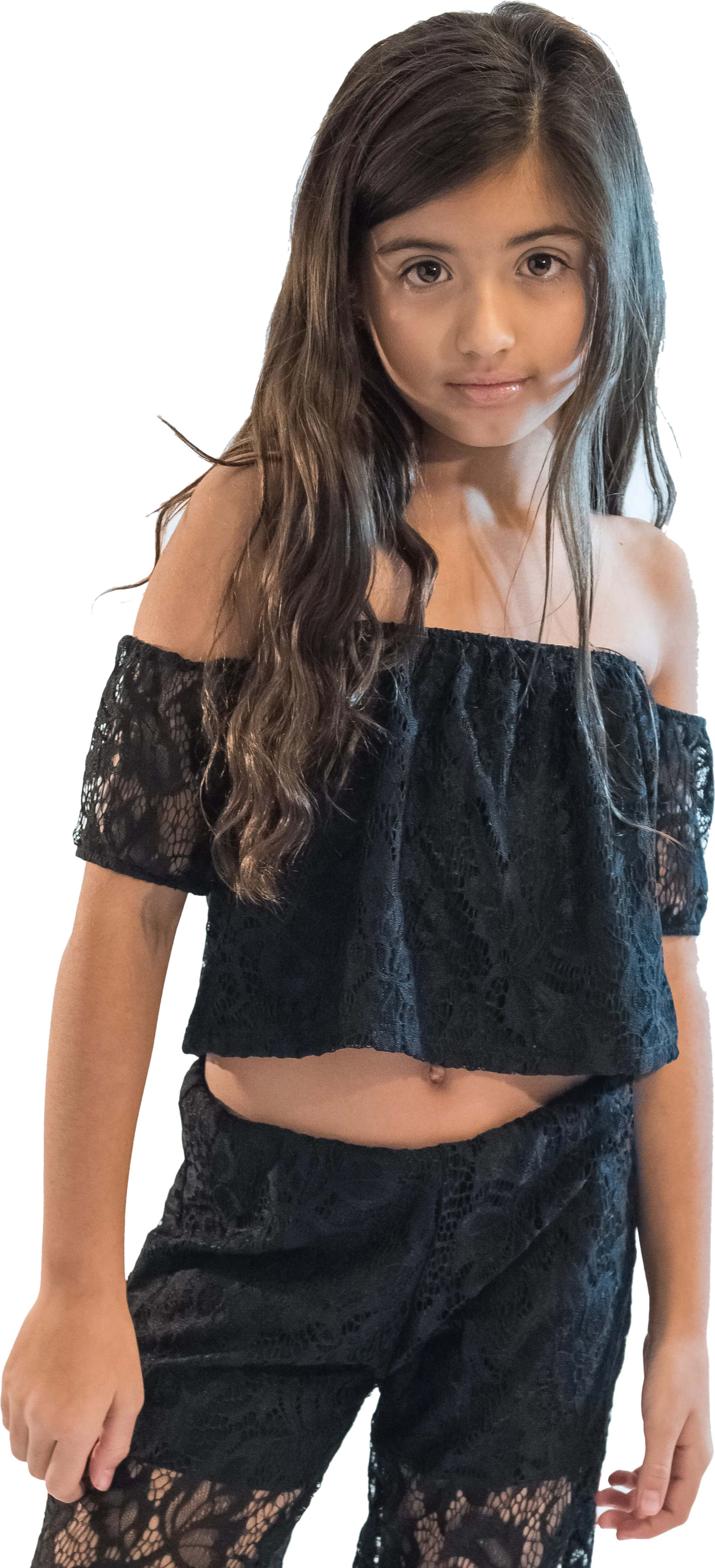 Kids Lace Palazzo Pants and Lace Crop Top Set