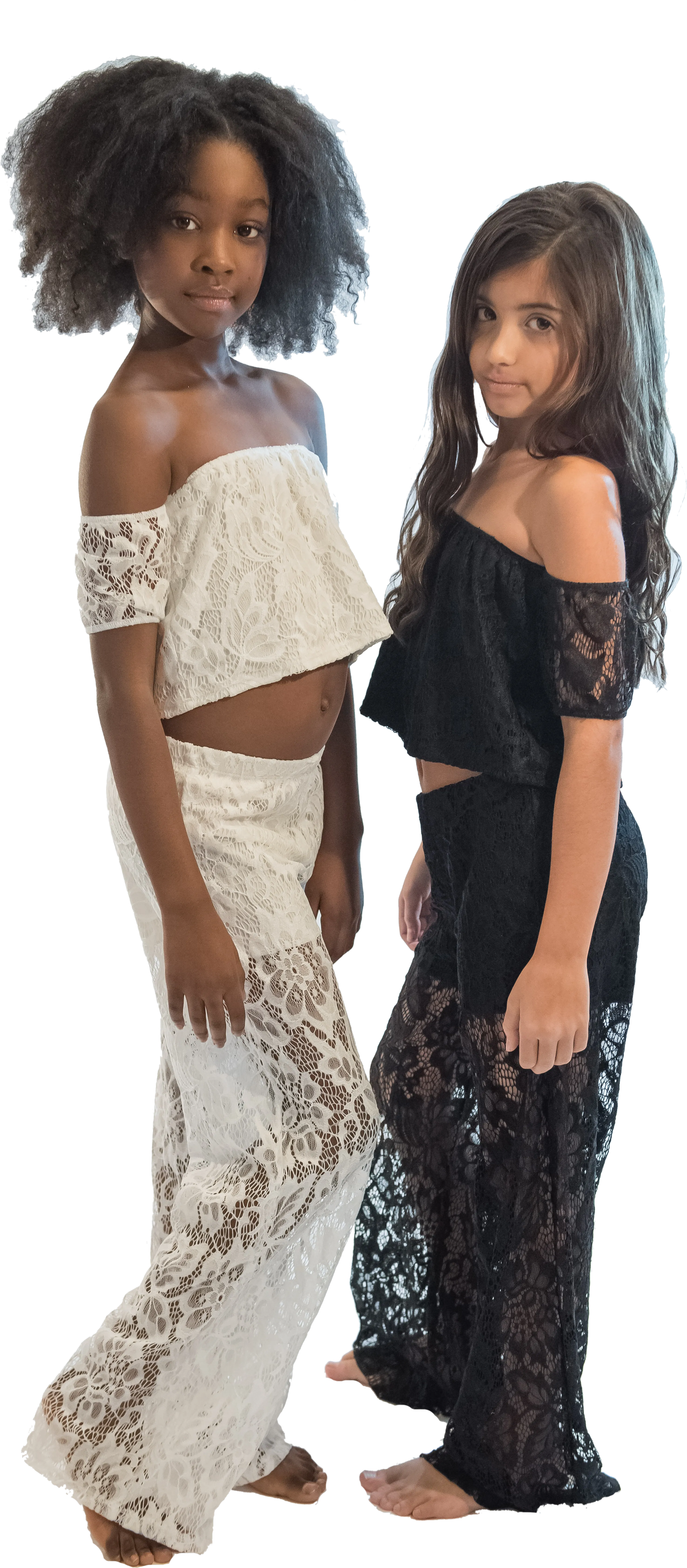 Kids Lace Palazzo Pants and Lace Crop Top Set