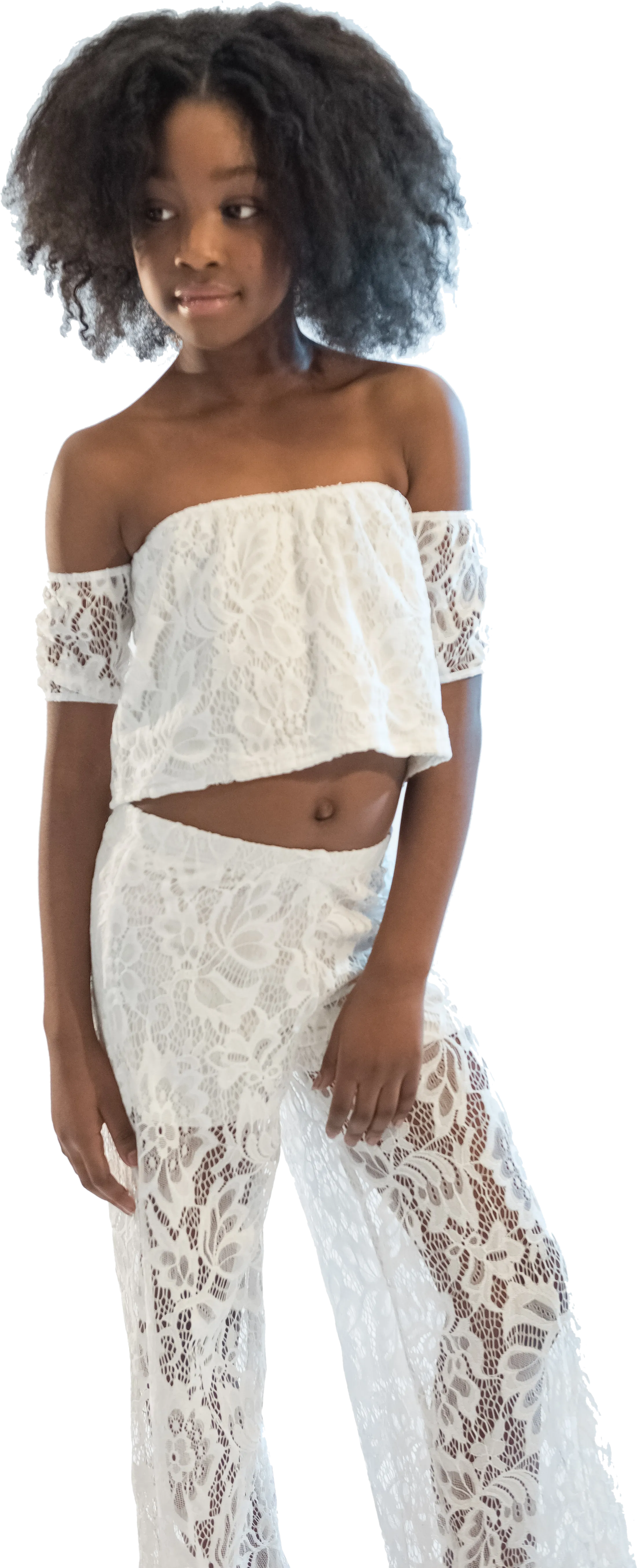 Kids Lace Palazzo Pants and Lace Crop Top Set