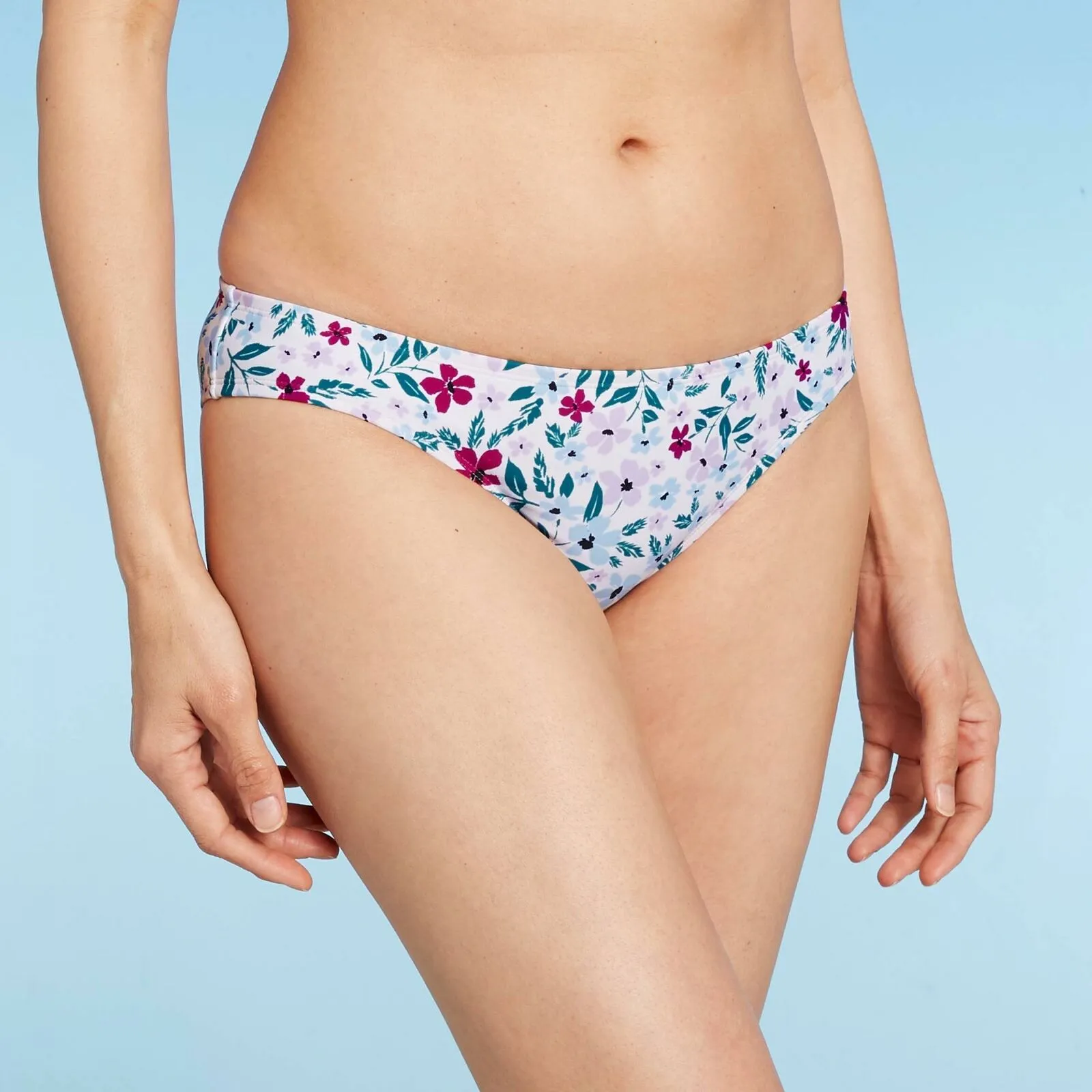 Kona Sol Women's Floral Mid Coverage Hipster Bikini Bottom