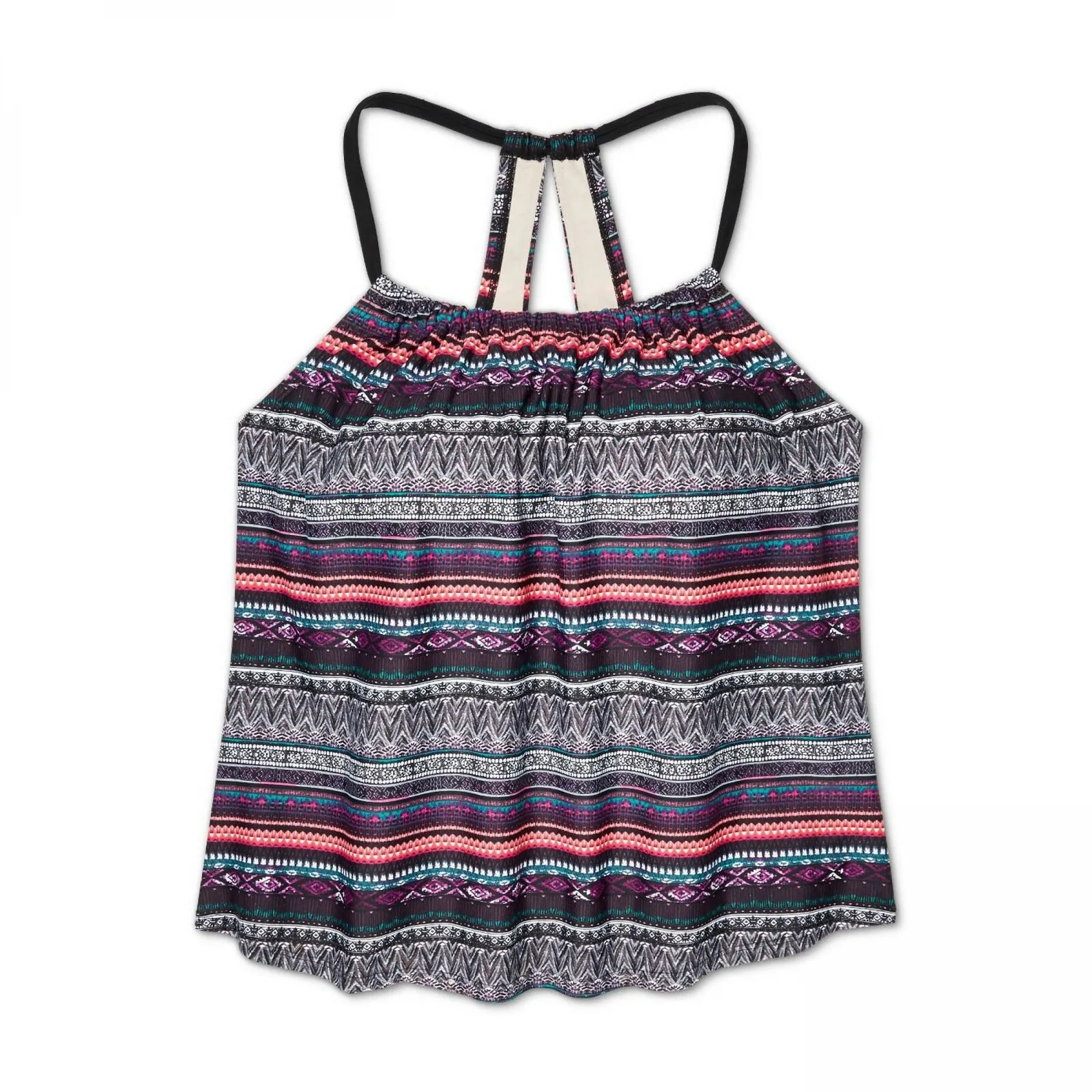 Kona Sol Women's Plus Size Patterned Racerback Tankini Swim Top
