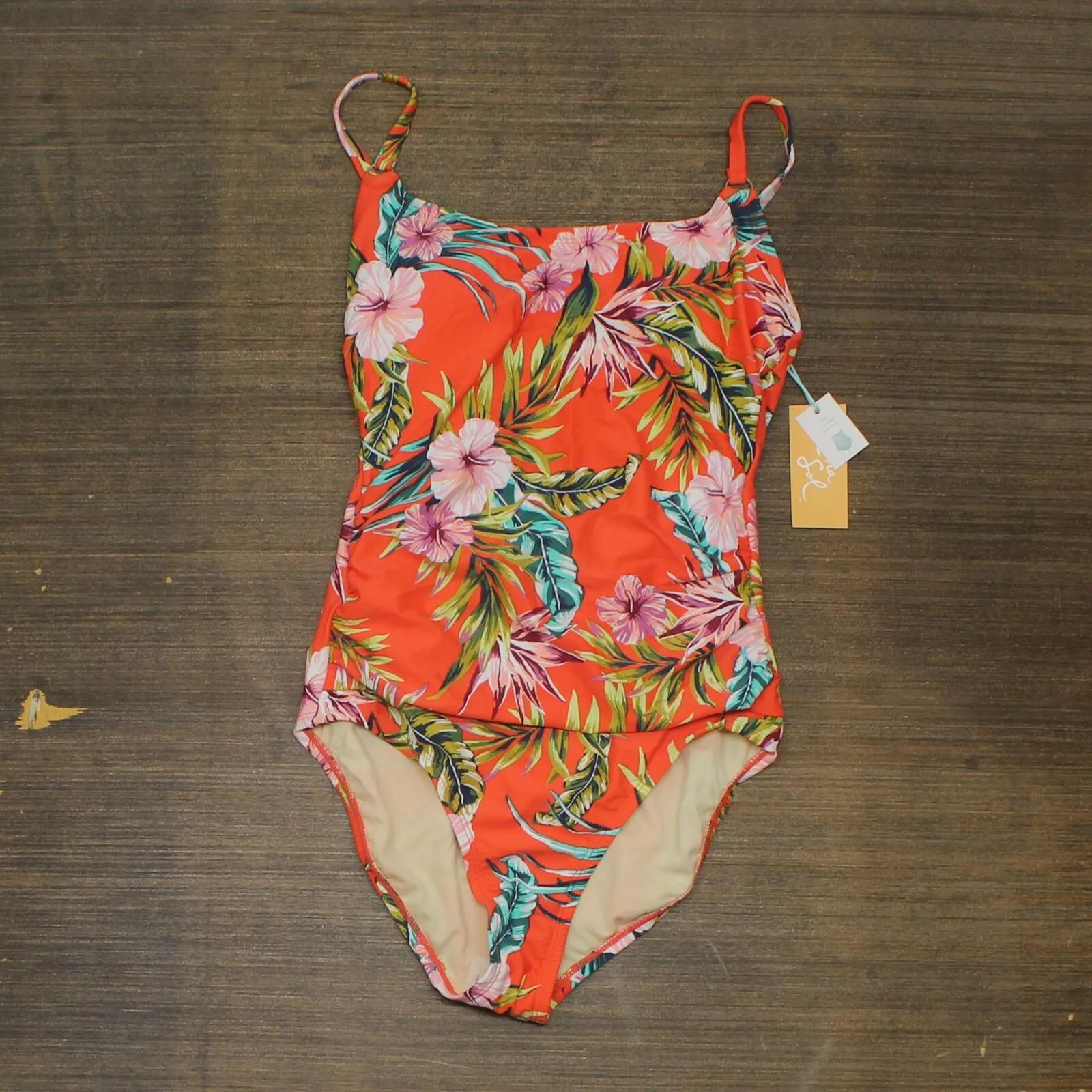 Kona Sol Women's Shirred Front High Coverage One Piece Swimsuit 77605665
