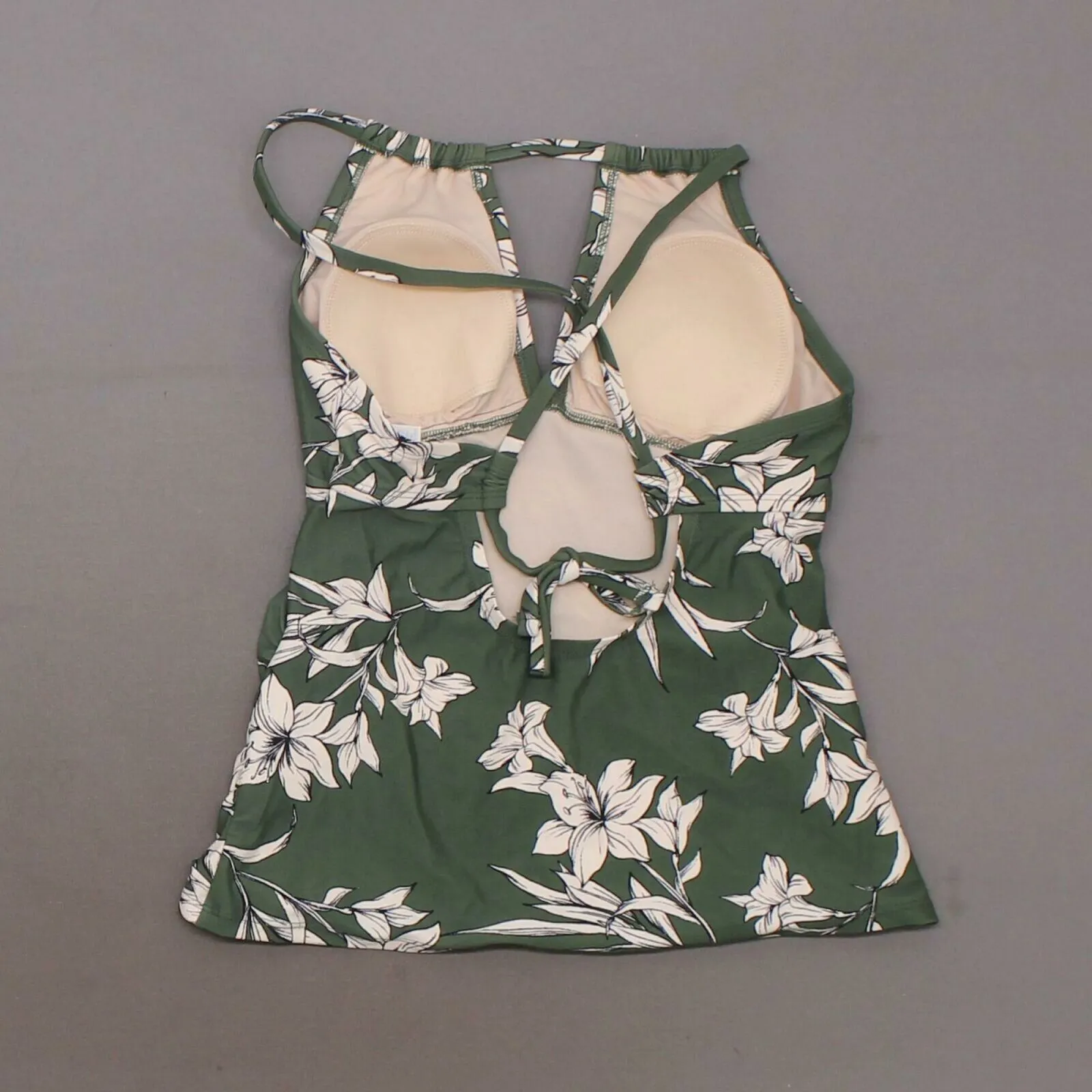 Kona Sol Women's Women's High Neck Keyhole Tankini Top Dark Green Small