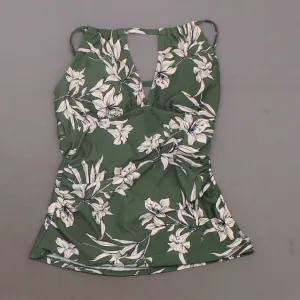 Kona Sol Women's Women's High Neck Keyhole Tankini Top Dark Green Small