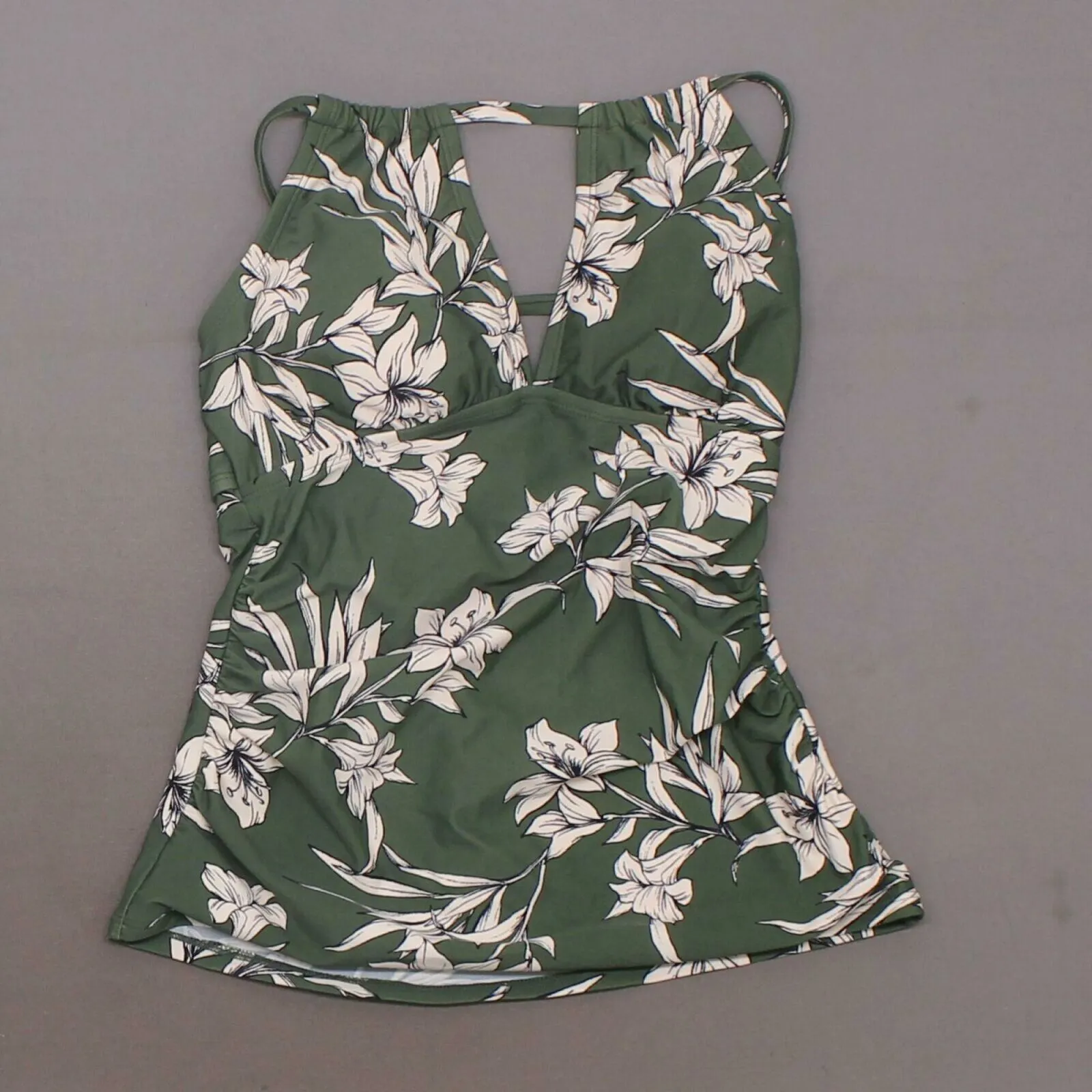 Kona Sol Women's Women's High Neck Keyhole Tankini Top Dark Green Small
