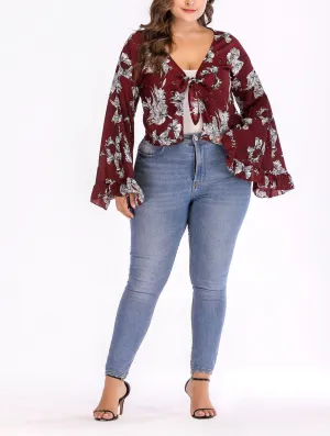 Large Size Printed Long Sleeve Cardigan