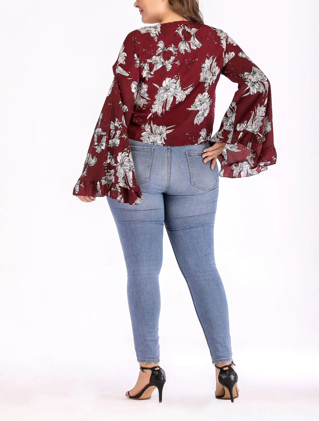 Large Size Printed Long Sleeve Cardigan