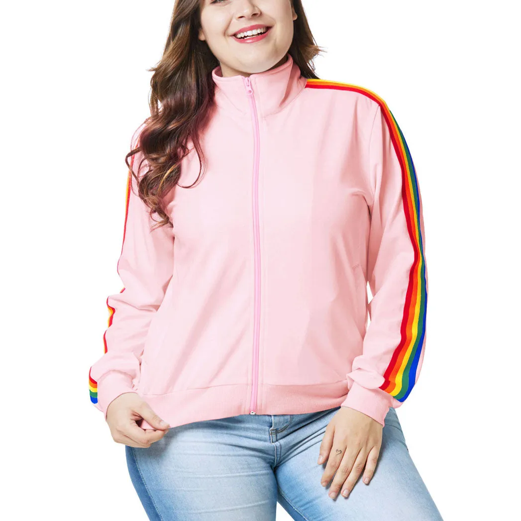 Large Size Women's Fat Mm Autumn and Winter Wear Ladies Jacket Cardigan Baseball Uniform