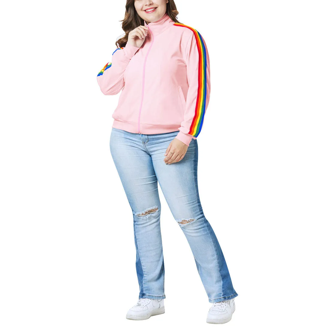 Large Size Women's Fat Mm Autumn and Winter Wear Ladies Jacket Cardigan Baseball Uniform