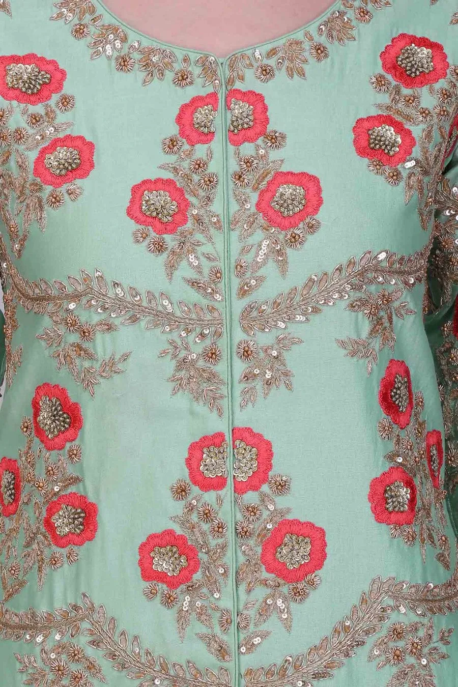 Light green color kurta set with plazzo