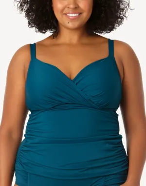 Live In Colour Plus Size Surplice Triangle Tankini Top