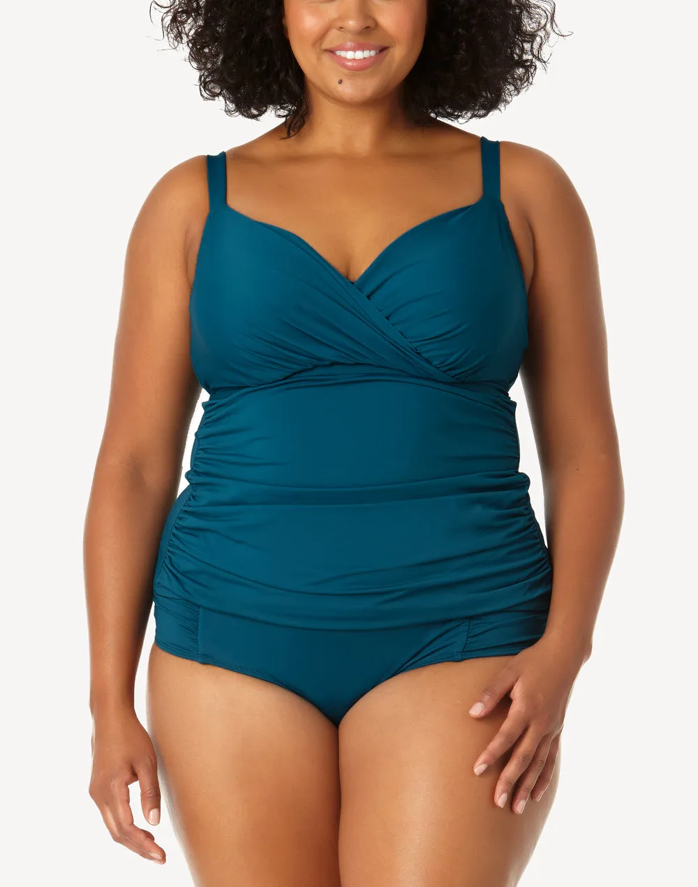 Live In Colour Plus Size Surplice Triangle Tankini Top