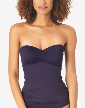 Live In Colour Twist Front Shirred Bandeau Tankini Top