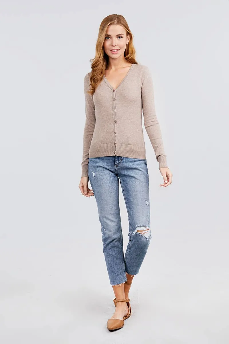 Long Sleeve V-neck Button Down Sweater Cardigan