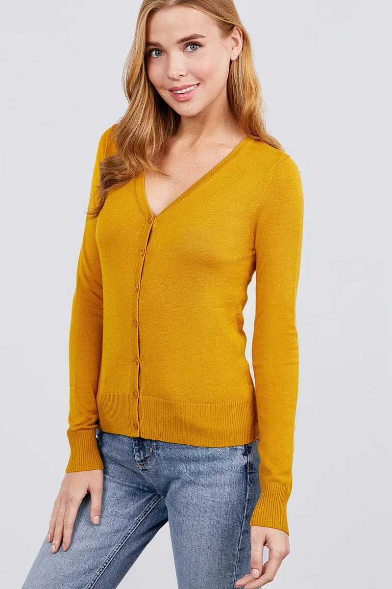 Long Sleeve V-neck Button Down Sweater Cardigan