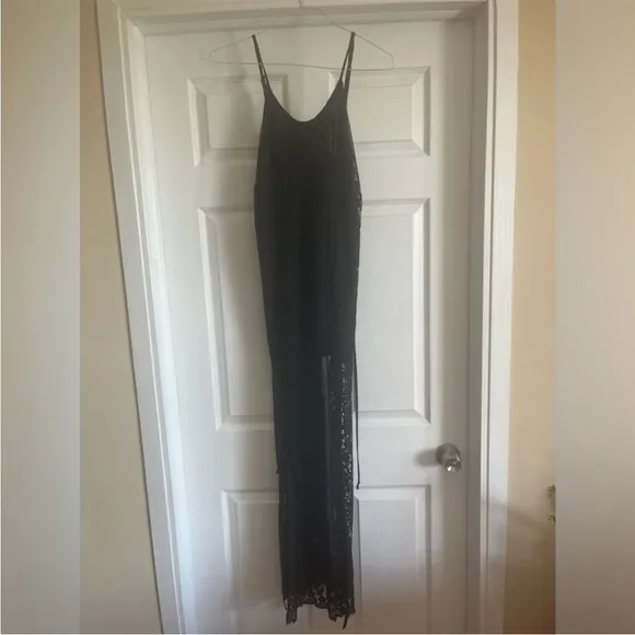 Love &amp; Lemons Sheer Lace Maxi Nighty Teddy Chemise Dress Longhorn Goth witch