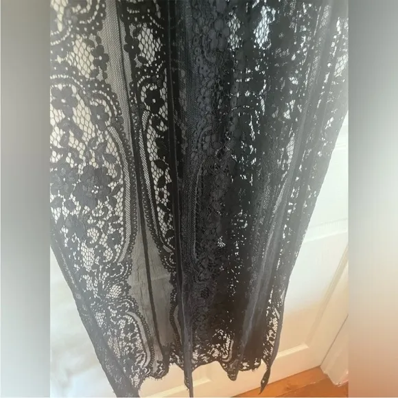 Love &amp; Lemons Sheer Lace Maxi Nighty Teddy Chemise Dress Longhorn Goth witch