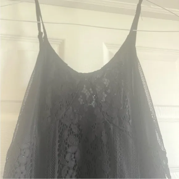 Love &amp; Lemons Sheer Lace Maxi Nighty Teddy Chemise Dress Longhorn Goth witch