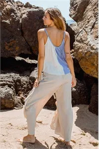 LT. SAND SELF TIE PALAZZO PANTS