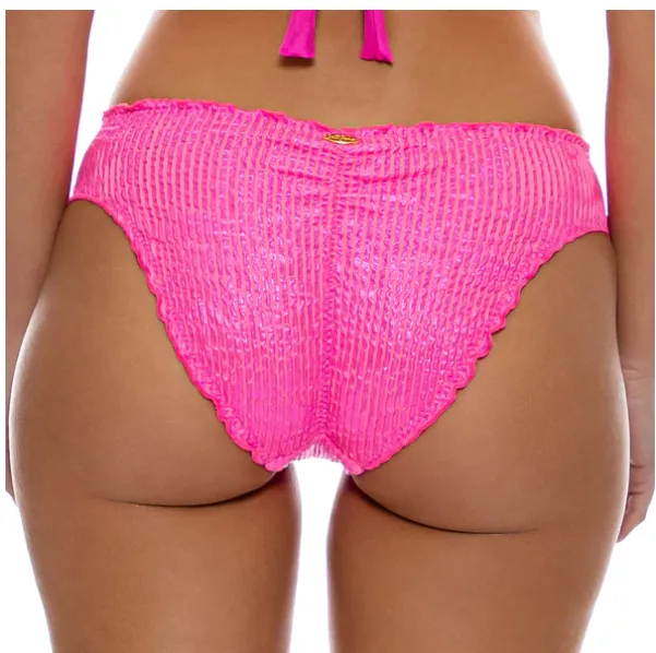 Luli Fama Seamless Full Ruched Back Bottom - Metallic Hot Pink