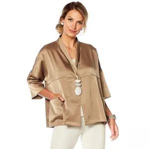 MarlaWynne Women's Plus Size Hammered Satin Boxy Jacket