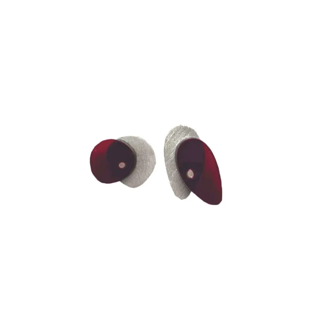 Maxi Sea Oak Studs in Brushed Silver