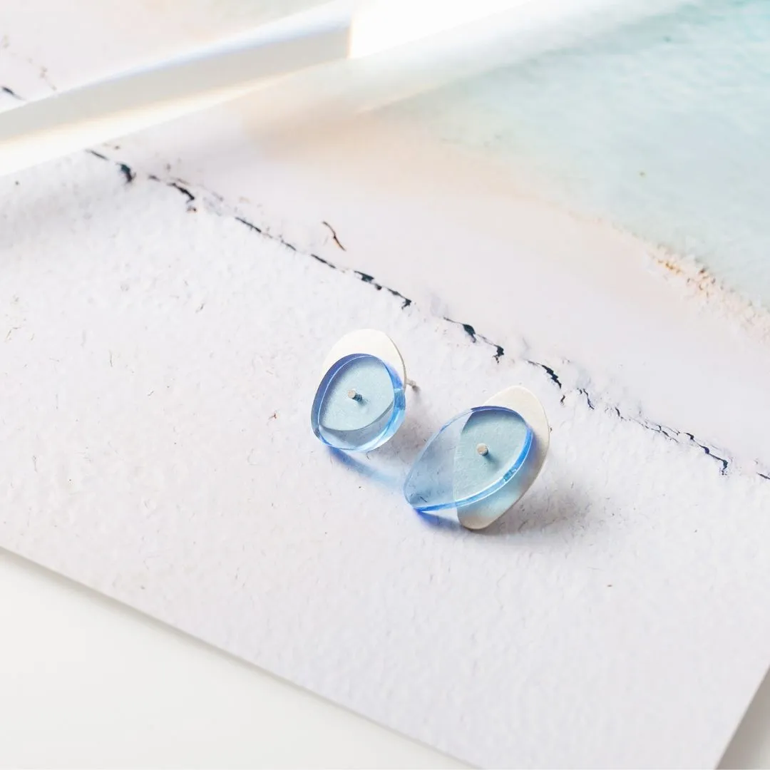 Maxi Sea Oak Studs in Brushed Silver