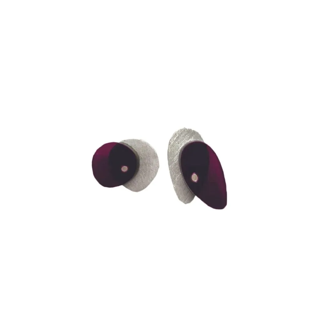 Maxi Sea Oak Studs in Brushed Silver