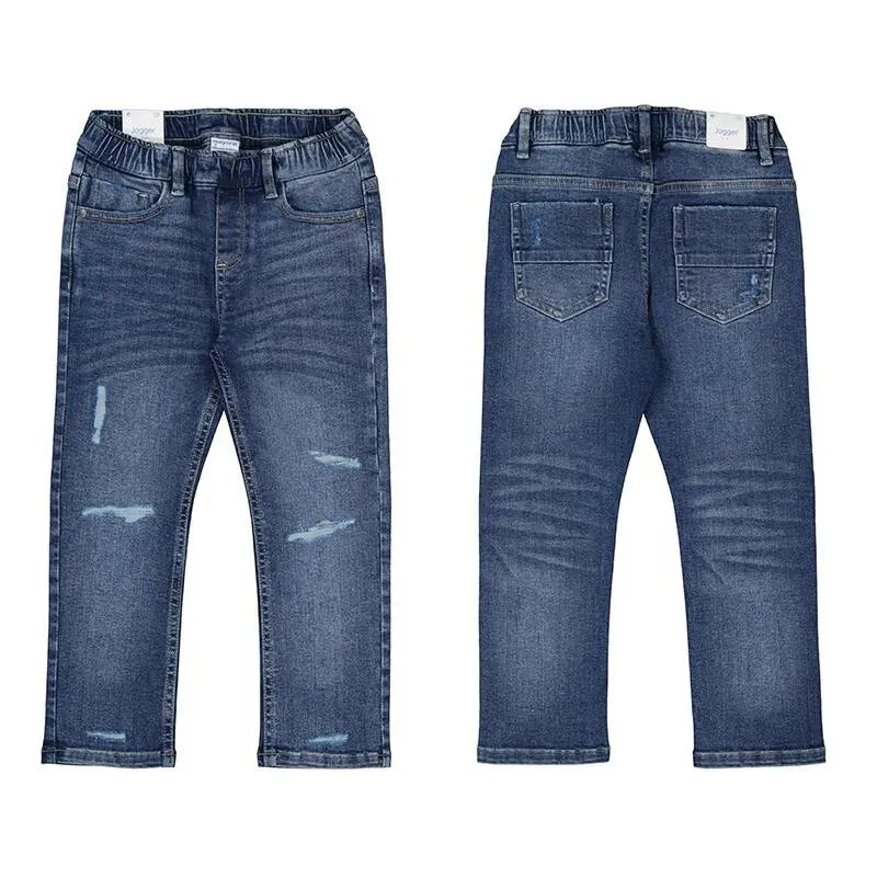 Mayoral Boys Distressed Denim Jogger: Size 3 to 9 Years