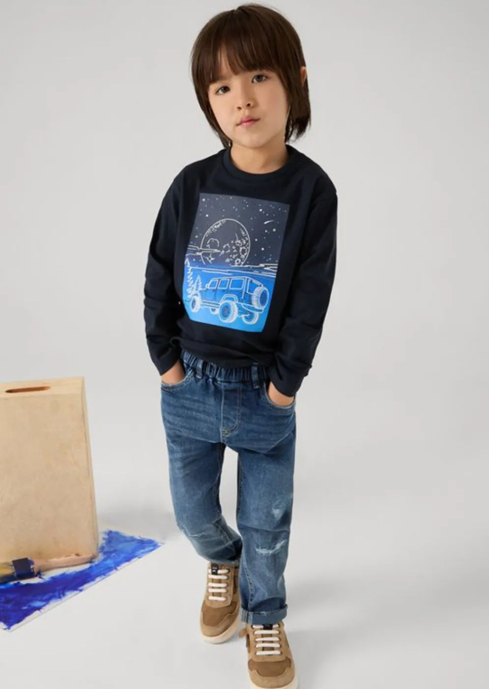 Mayoral Boys Distressed Denim Jogger: Size 3 to 9 Years