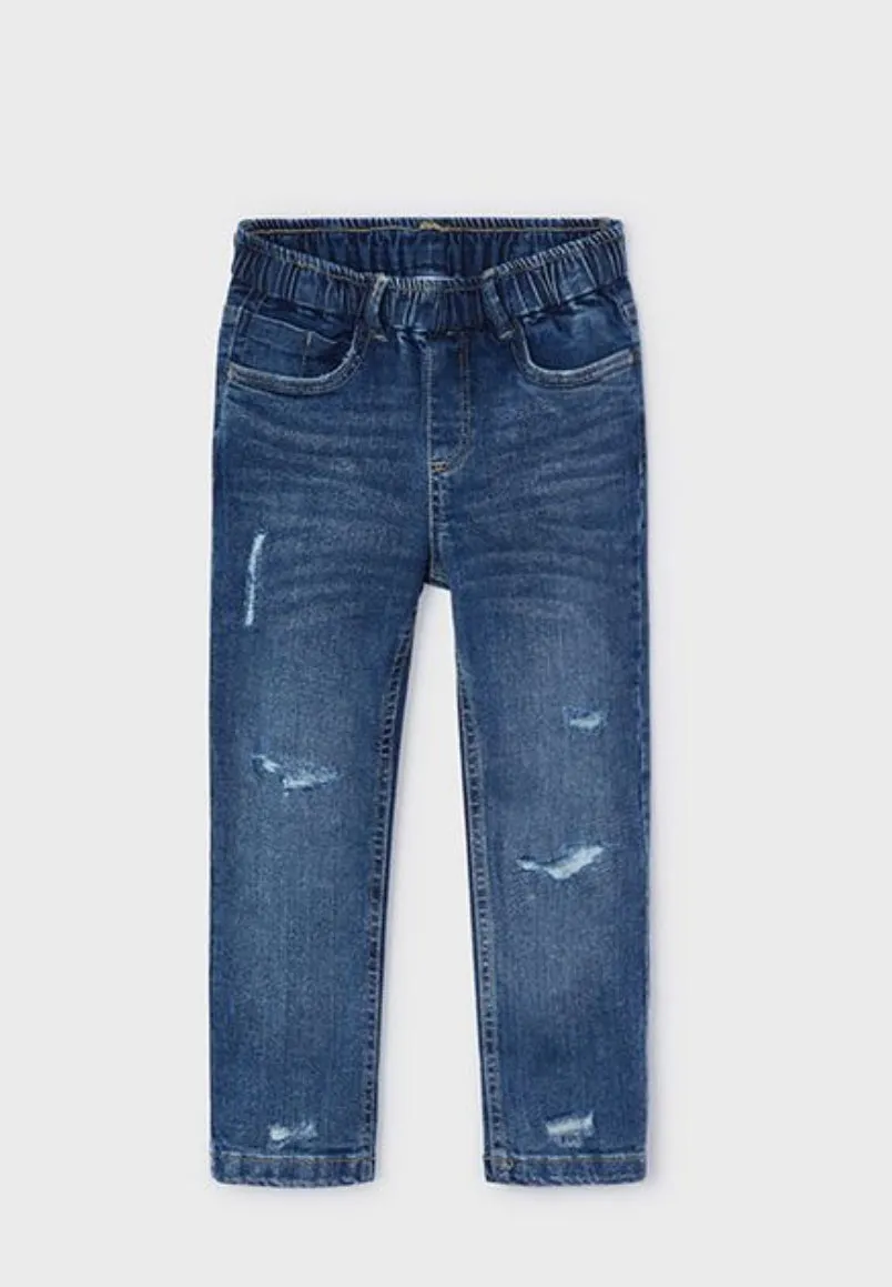 Mayoral Boys Distressed Denim Jogger: Size 3 to 9 Years