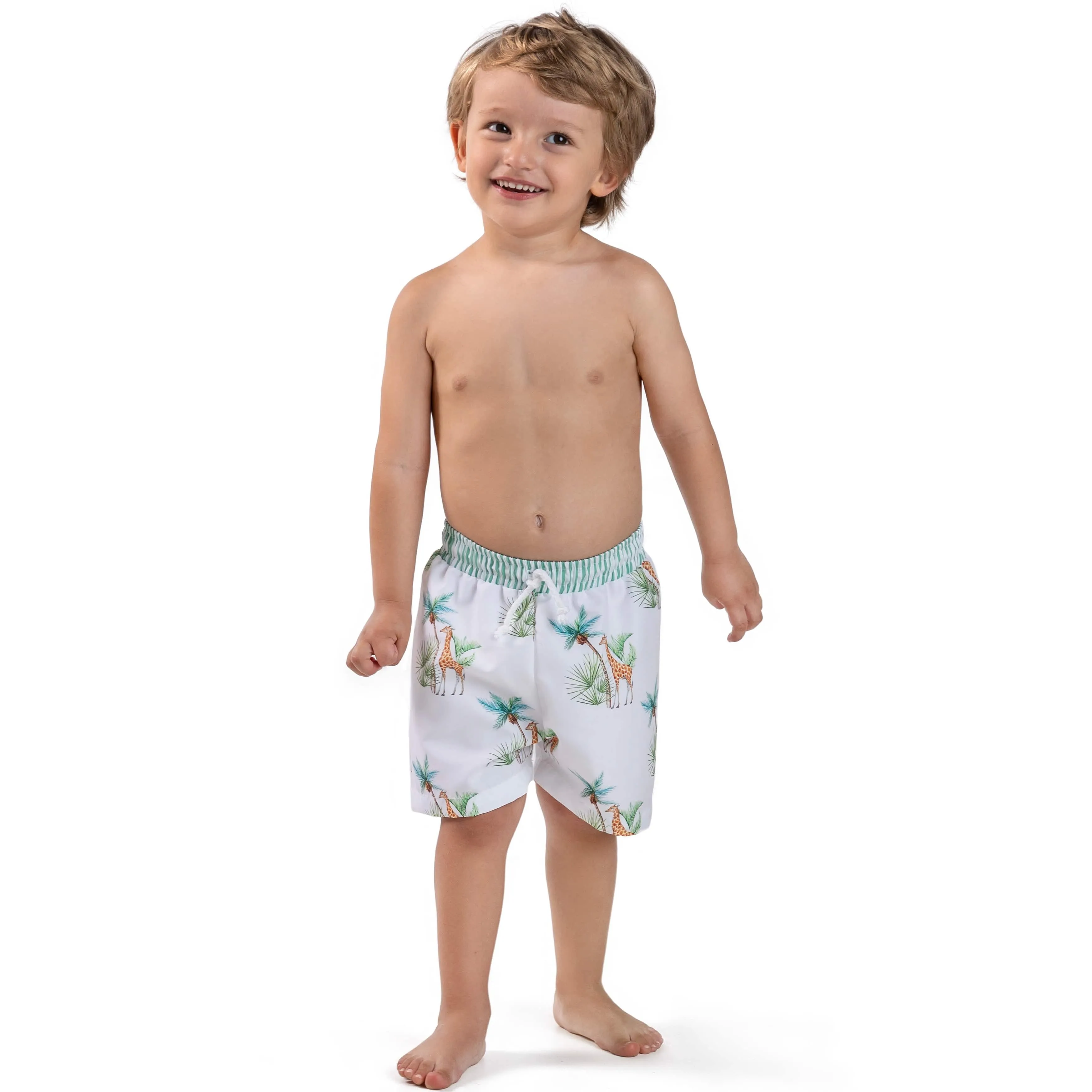MEIA PATA - Giraffe Print Swim Shorts - Green