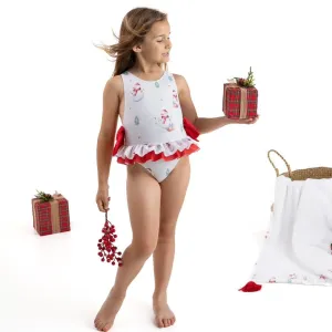 MEIA PATA -  Snowman Print Acapulco Swimsuit - Whitek