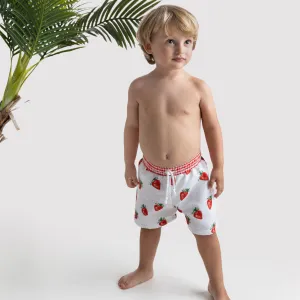 MEIA PATA - Strawberries Print Swim Shorts - Red