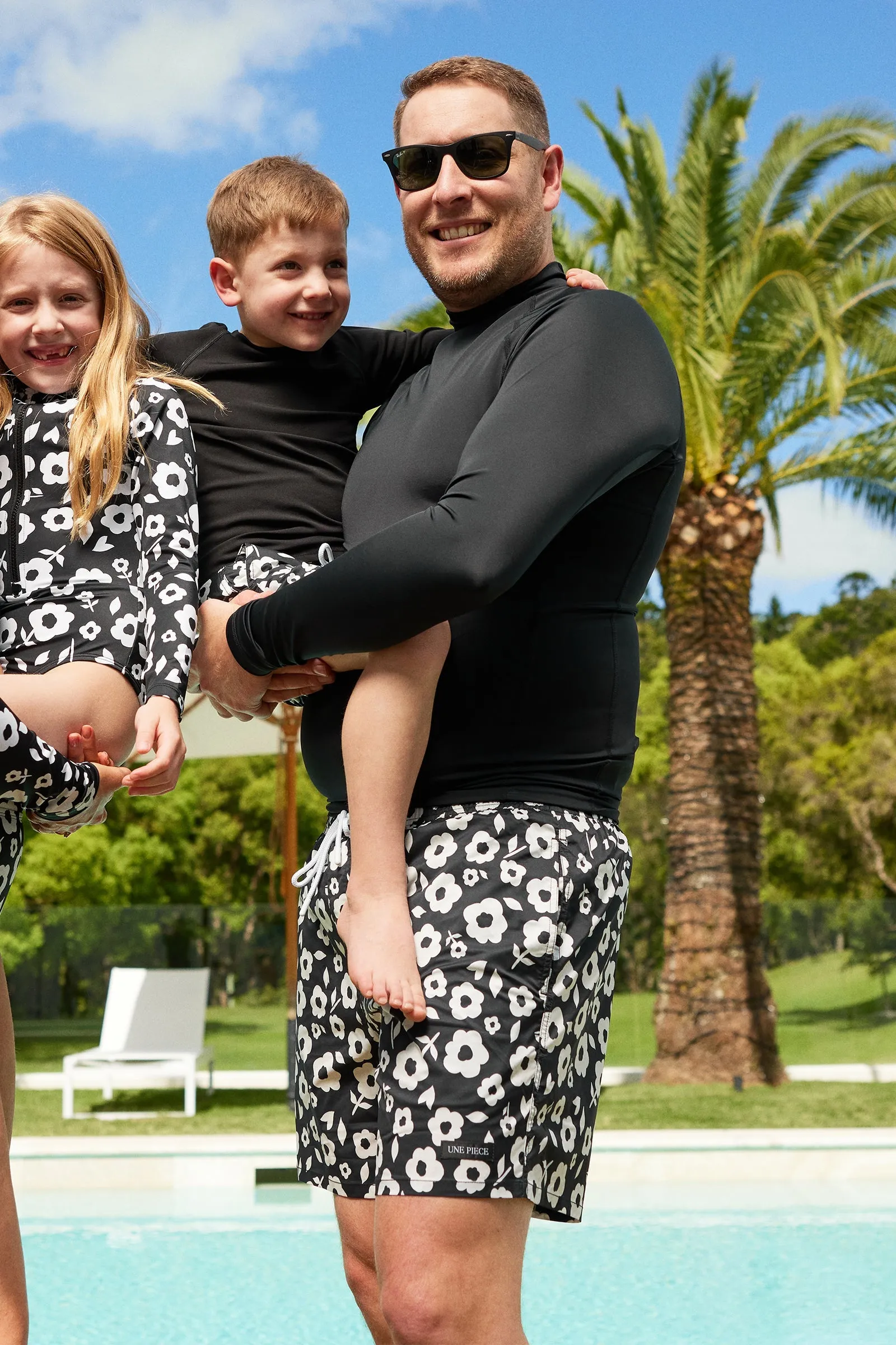 Mens Swim Shorts DAISY SILHOUETTE BLACK