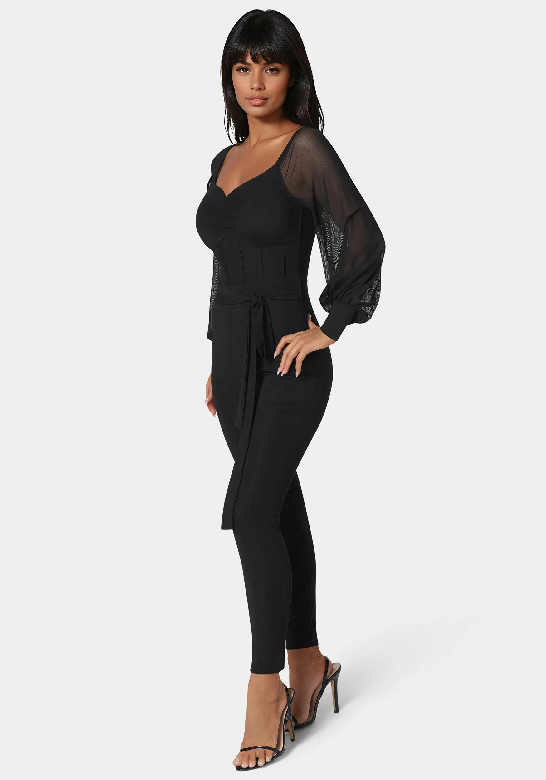 Mesh Off Shoulder Catsuit
