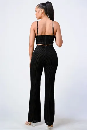 Mesh Velvet Pant Set