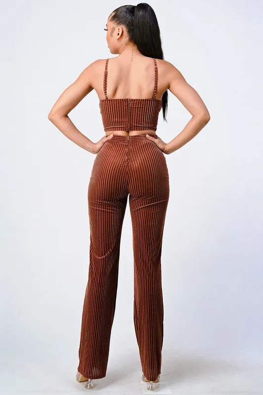 Mesh Velvet Pant Set