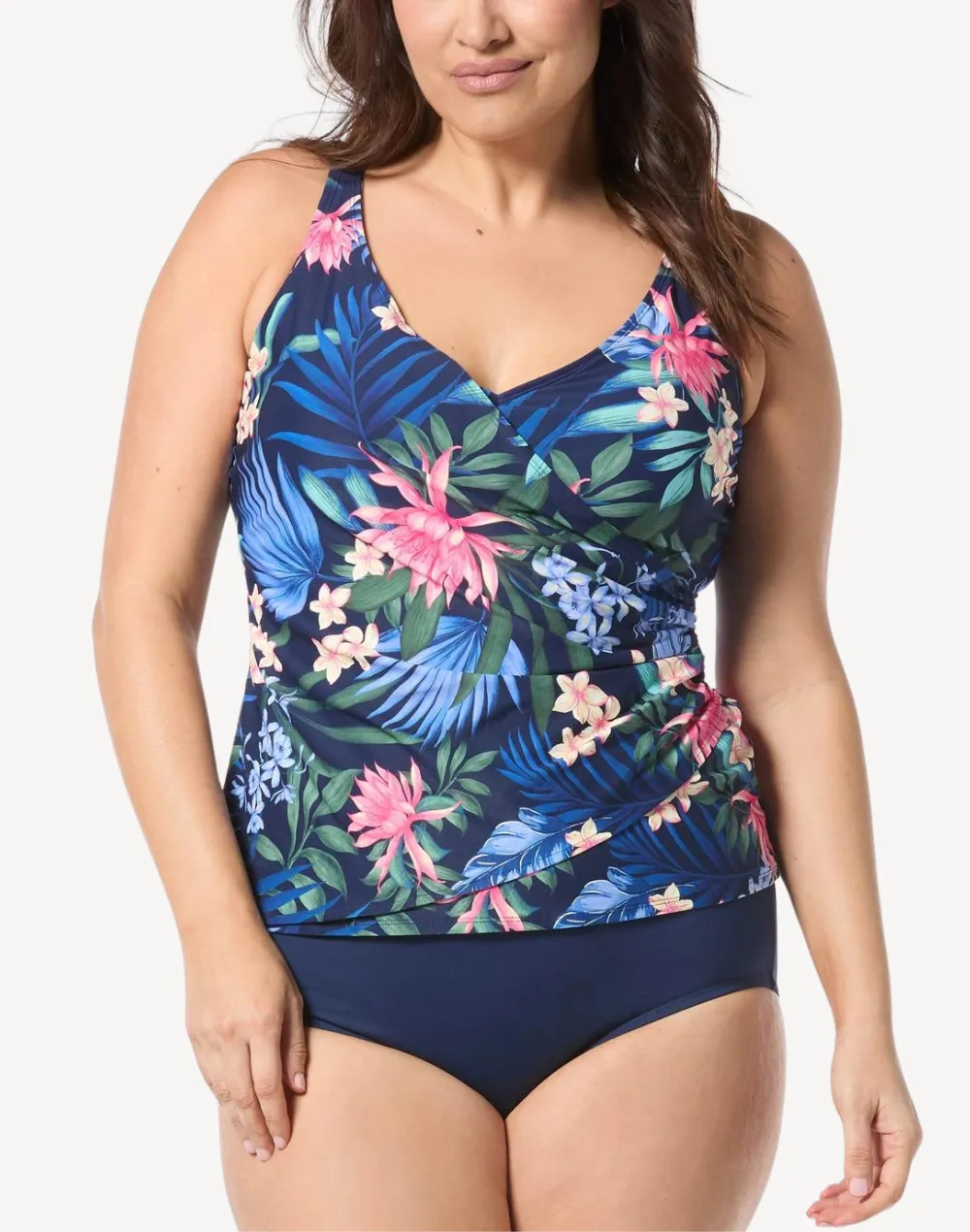 Monterey Tropical Lola Wrap Plus Size Tankini Top