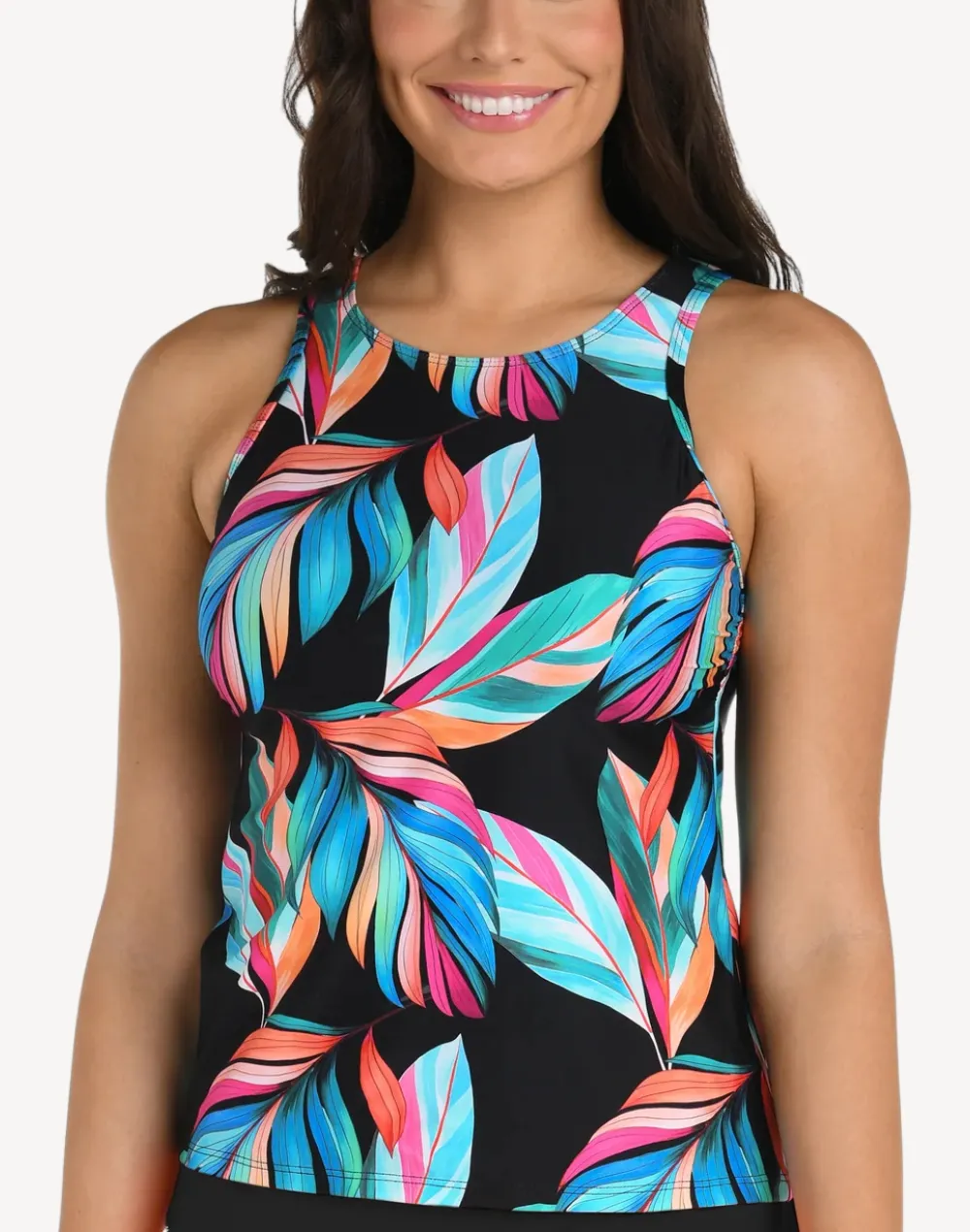 Moonlit Leaf High Neck Tankini Top