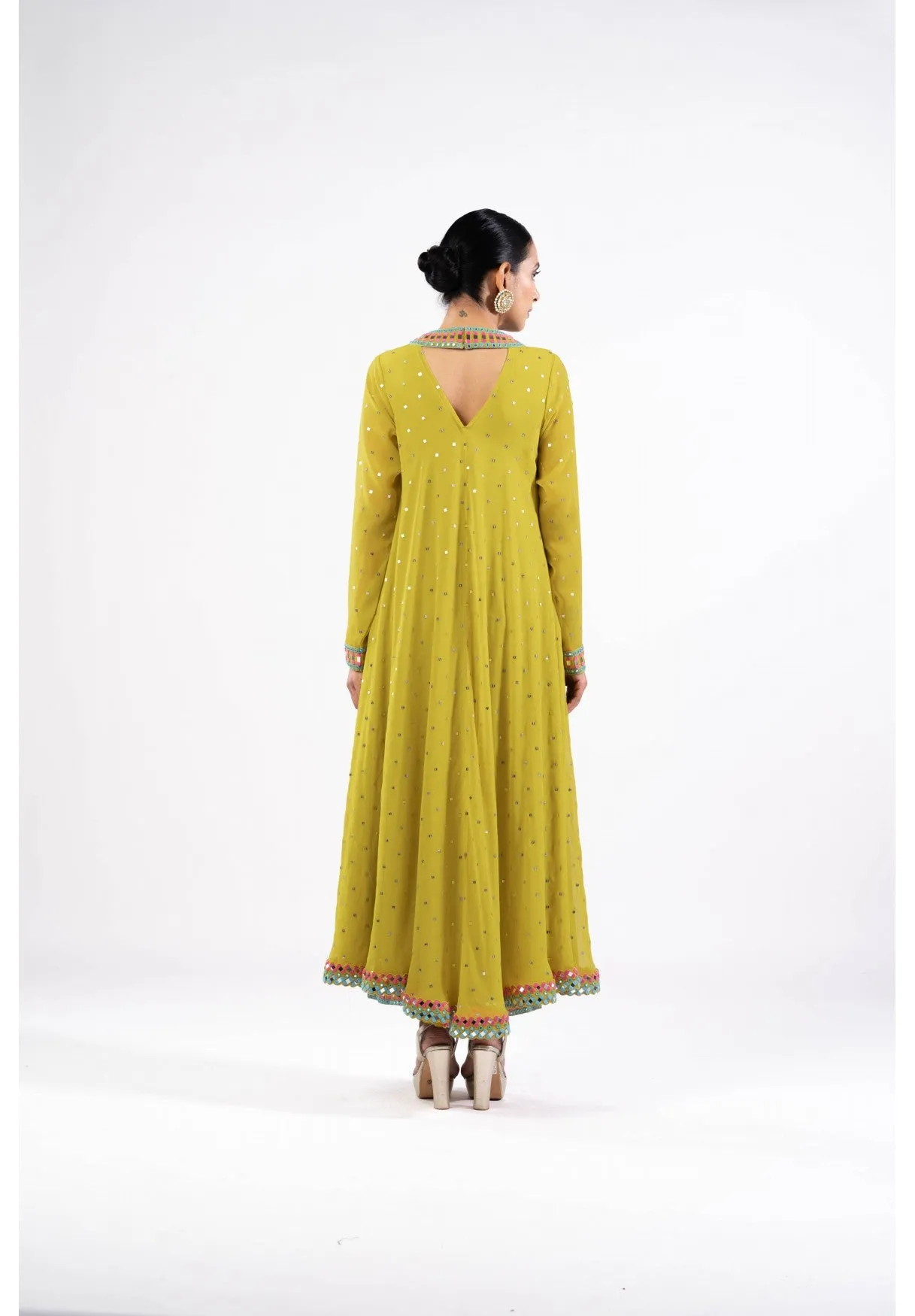Moss Green Asymmetrical Kurta Set With Dupatta