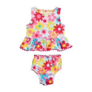 Mud Pie Reversible Tankini & Headband Set - Zig-Zag/Floral