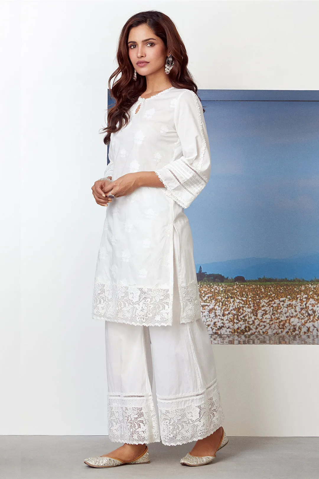 Mulmul Cotton Sunkissed Kurta with Sunkissed Palazzo
