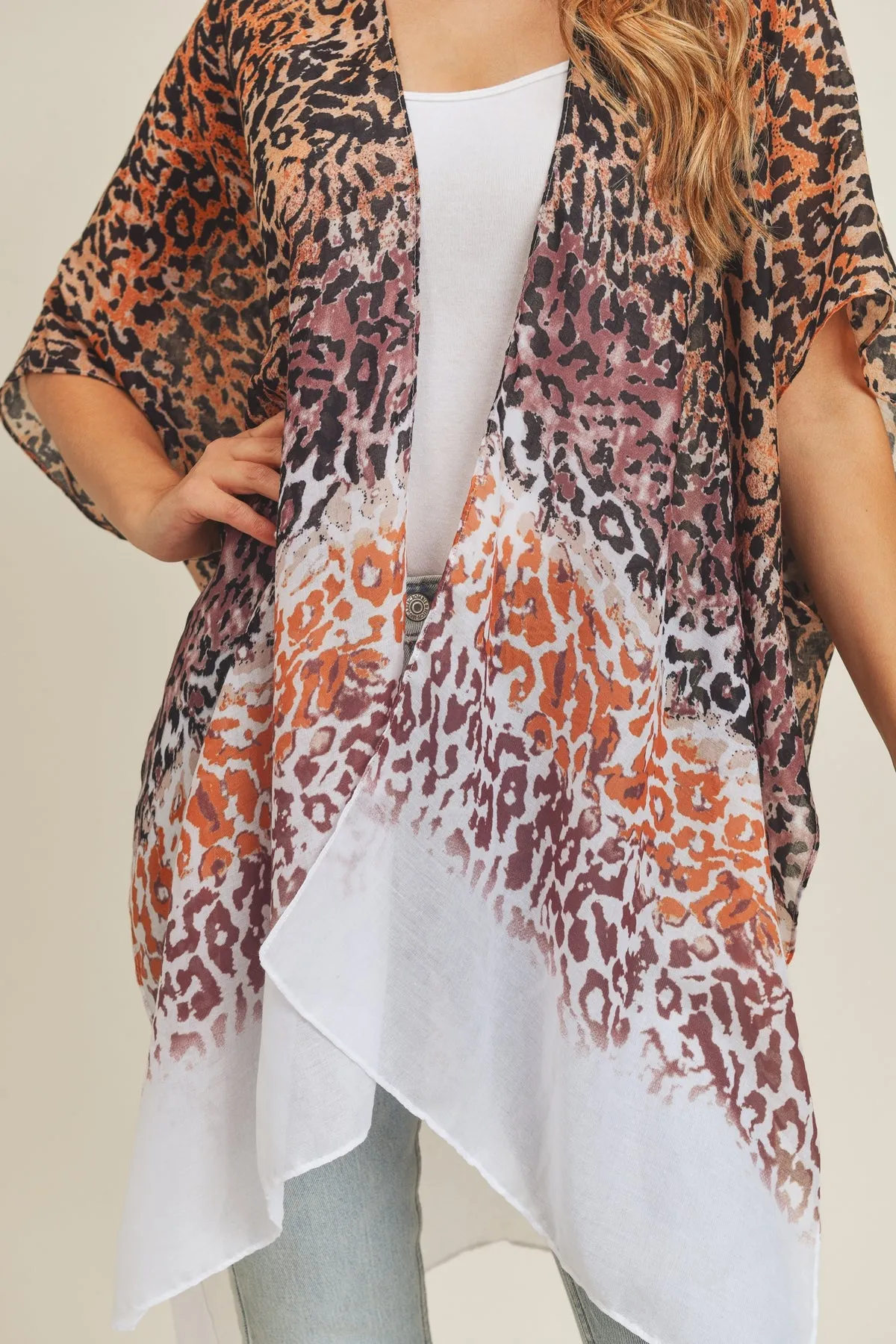 MULTI COLOR LAYED LEOPARD KIMONO