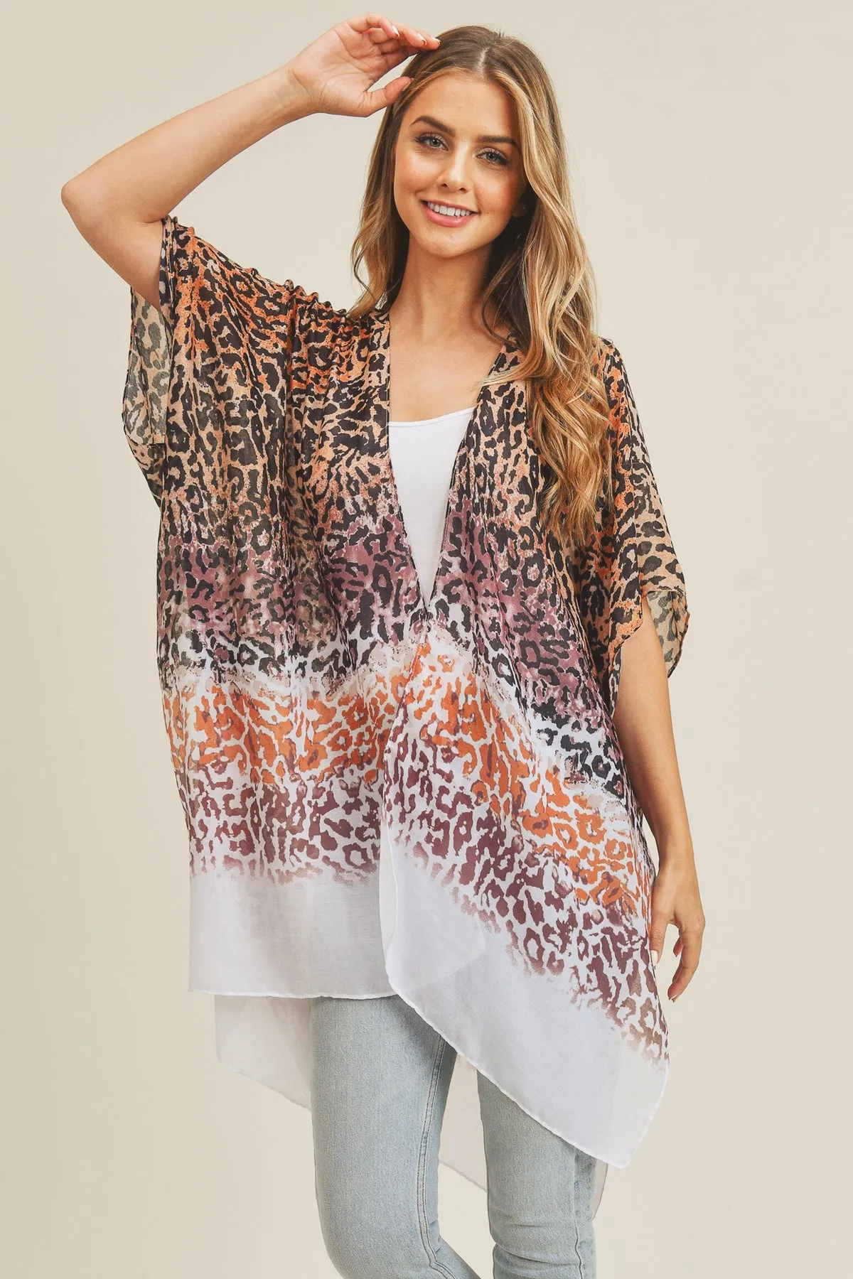 MULTI COLOR LAYED LEOPARD KIMONO
