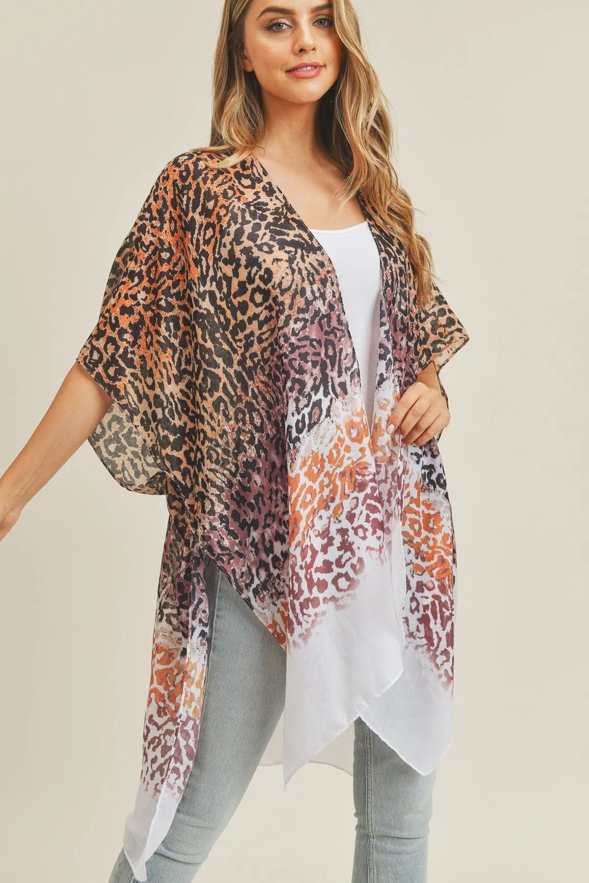 MULTI COLOR LAYED LEOPARD KIMONO
