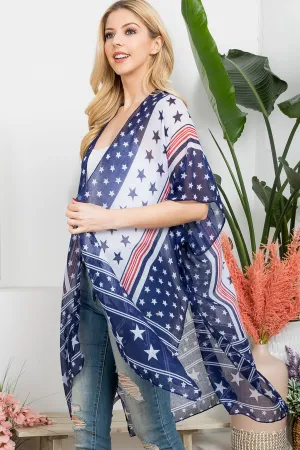 MULTI STAR AMERICAN FLAG KIMONO